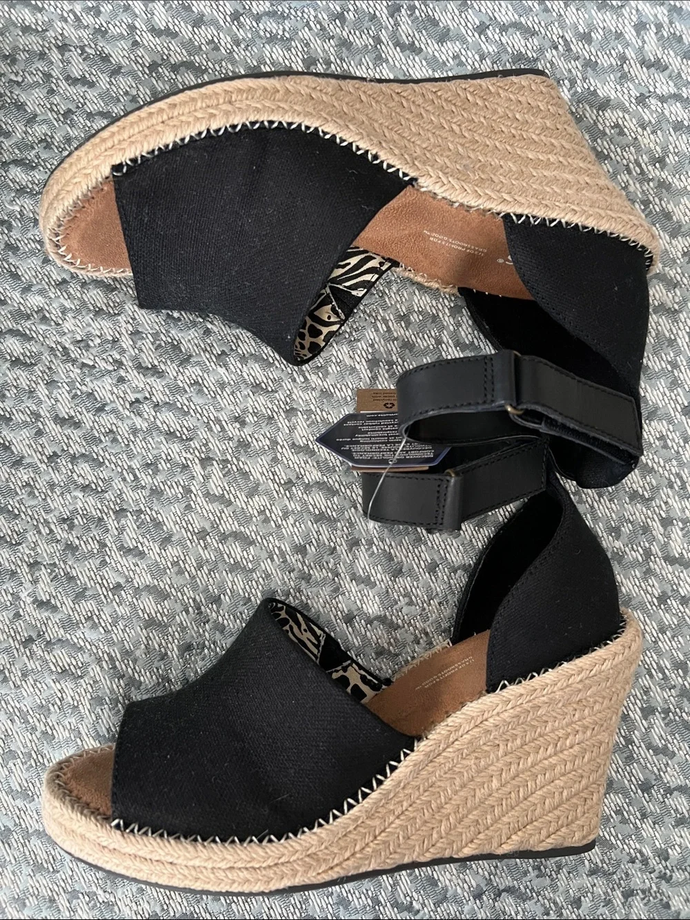Tom’s Black Marisol Espadrille Wedge Sandals